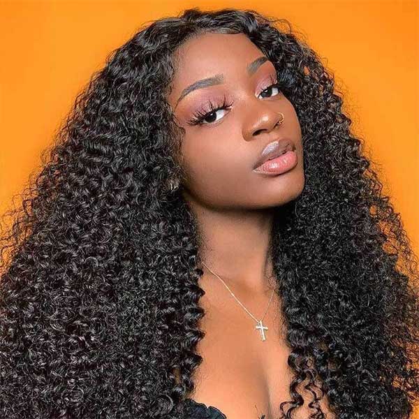 HD 13x6 Kinky Curly Lace Front Wigs Natural Color Hair With Baby Hair