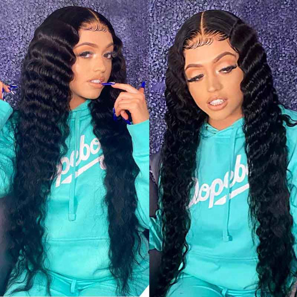 Glueless Wigs with Natural Hairline Loose Deep Wave 4*4 Lace Closure Wig Brazilian Virgin Hair