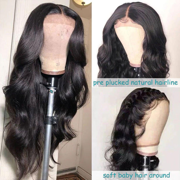 Body Wave Lace Front Wig 13*4 Pre-plucked Lace Human Hair Wig Natural Color