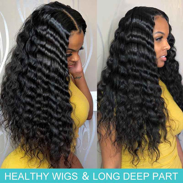 Glueless Wigs with Natural Hairline Loose Deep Wave 4*4 Lace Closure Wig Brazilian Virgin Hair