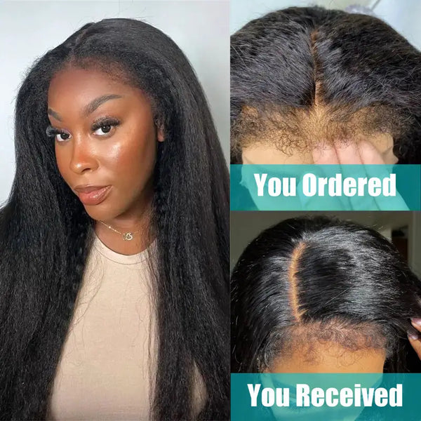 Flash Sale 4C Edges Hairline Kinky Straight 6x4.5 Pre-Cut Lace & 4x4/13x4/13x6 HD Transparent Lace Front Wig With Baby Hair