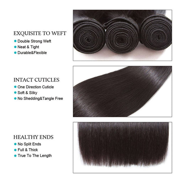 Straight Hair 1 Bundle 9A Brazilian Human Hair Natural Color