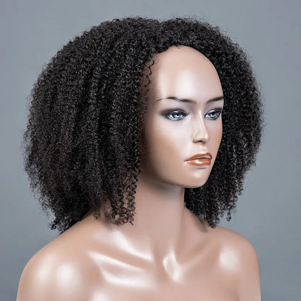 Half Wig with Drawstring Kinky Curly Ready To Go Wig 3 in 1 Half Wig Human Hair Affordable Wig