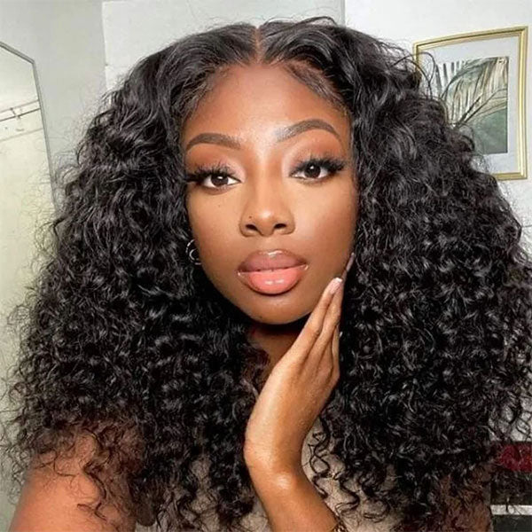 BOGO SALE: $139=Natural Color 16'' Straight Glueless 4x4 Closure Wig+12''BOB  Kinky Curly 4x4 Glueless Wig