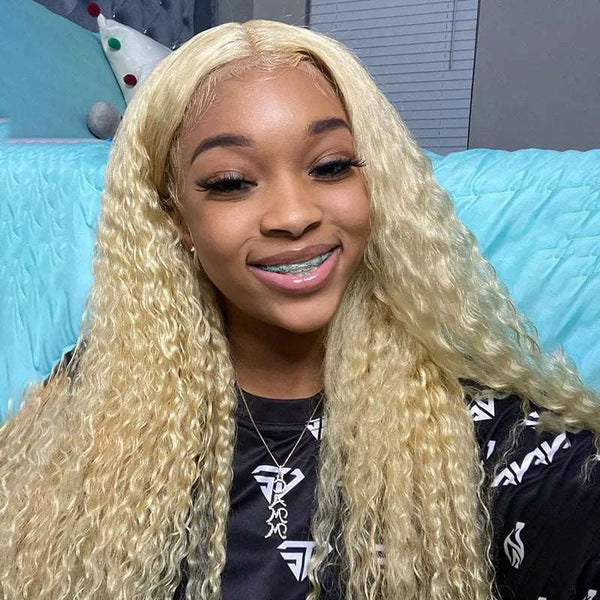 613 Blonde Deep Wave 13x4 Lace Front Wig Transparent HD Lace Human Hair