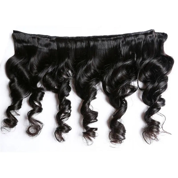 9A Loose Wave Virgin Hair 3 Bundles with Closure Natural Color Brazilian Hair