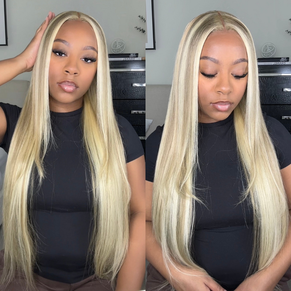 Flash Sale Customized Blonde Balayage on Brown Hair Highlight 13x4 Lace Frontal Human Hair Wig