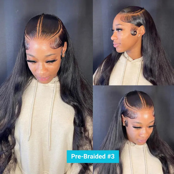 Pre-Braided Styles 10x6 Parting Max Pre Cut Transparent Lace Frontal Glueless Wig Put On & Go Human Hair