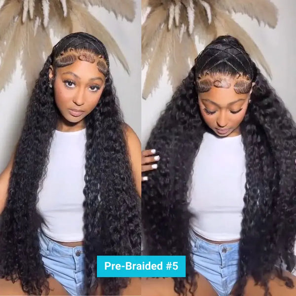 Pre-Braided Styles 10x6 Parting Max Pre Cut Transparent Lace Frontal Glueless Wig Put On & Go Human Hair