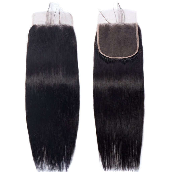 Bundles with 5*5 6*6 Closure 9A Straight Soft Brazilian Virgin Hair Natural Color