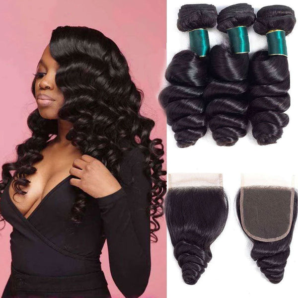 Loose Wave Bundles with Closure Wig-Customized Kit High Density 10A Brazilian