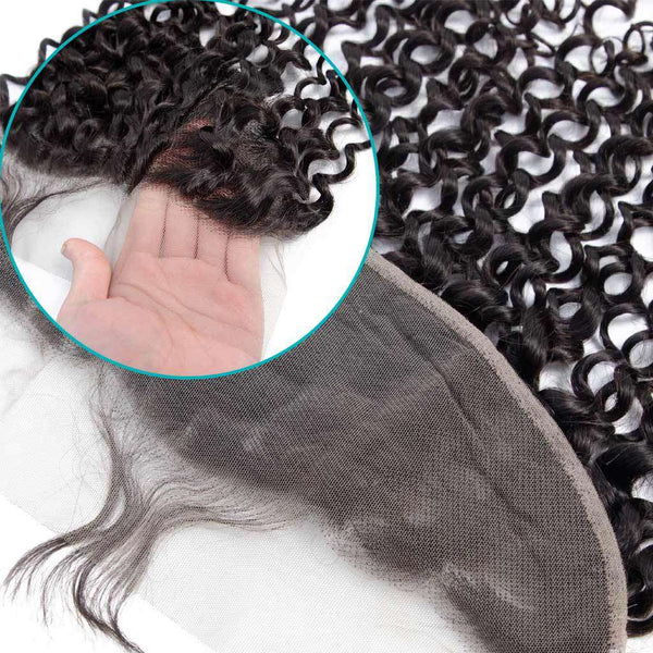 9A Jerry Curly Virgin Hair 3 Bundles With Frontal Human Hair