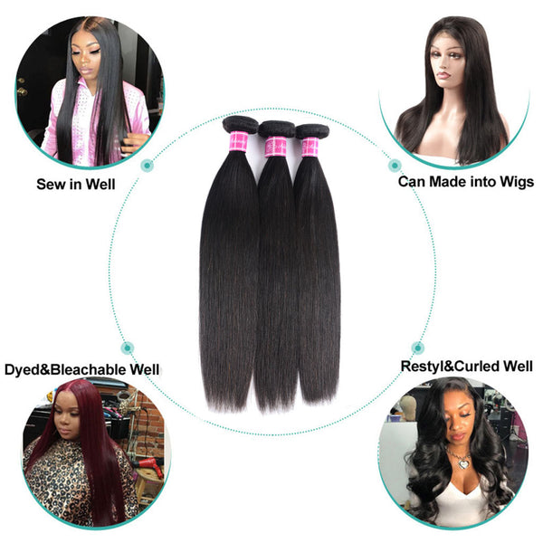 Straight Hair 1 Bundle 9A Brazilian Human Hair Natural Color