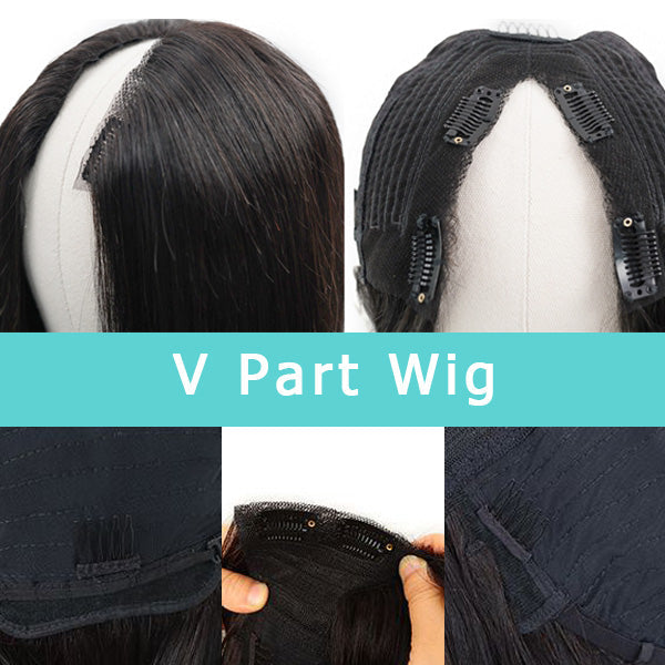 Flash Sale 0 Skill Needed V Part Glueless Wig Short Bob Human Hair