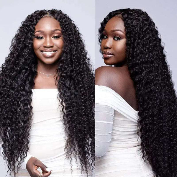 9A Water Wave Virgin Hair 3 Bundles with Closure Natural Color Malaysian Hair