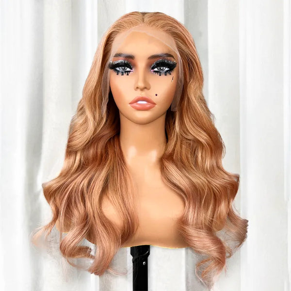 Light Flaxen Brown Color 13x4 Lace Front Body Wave Wig