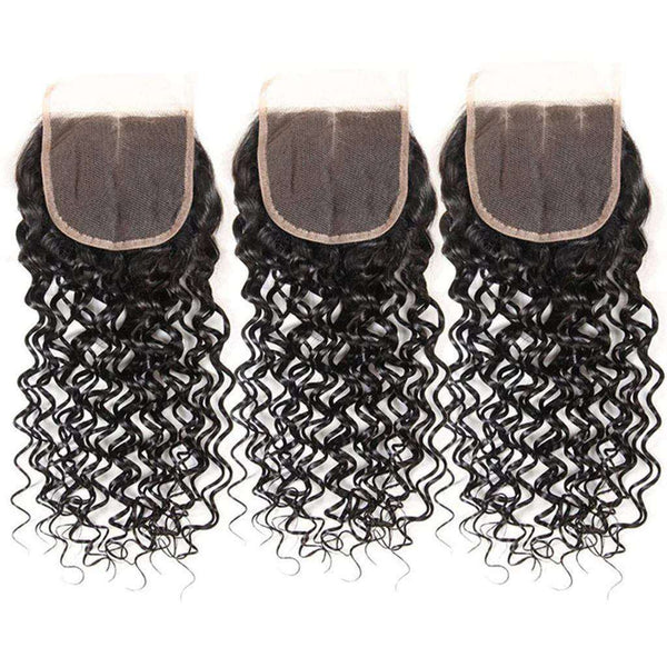 9A Water Wave Virgin Hair 3 Bundles with Closure Natural Color Malaysian Hair